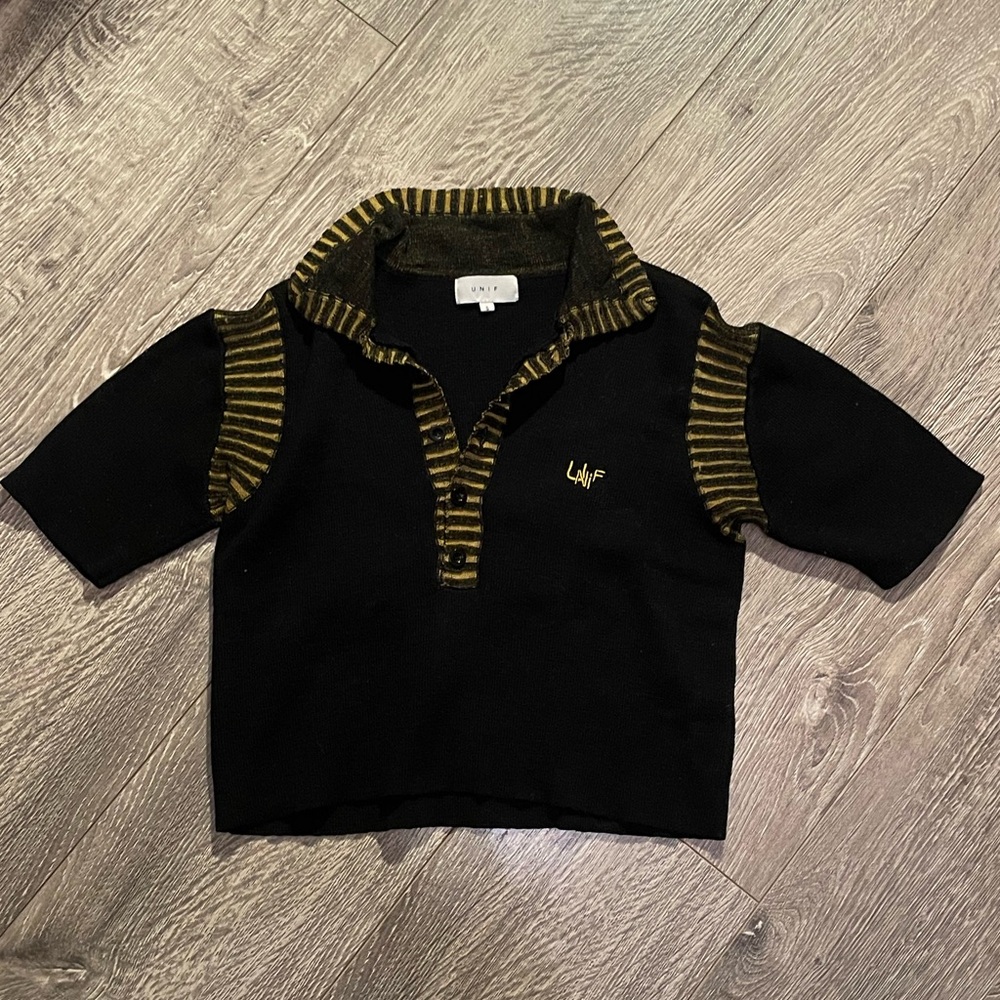 UNIF Black Polo with Yellow Detailing